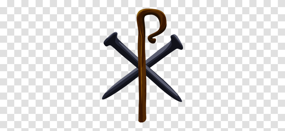 Image Chri Rho Made Of Spikes And Shepherd Staff, Pin, Weapon, Weaponry, Coat Rack Transparent Png
