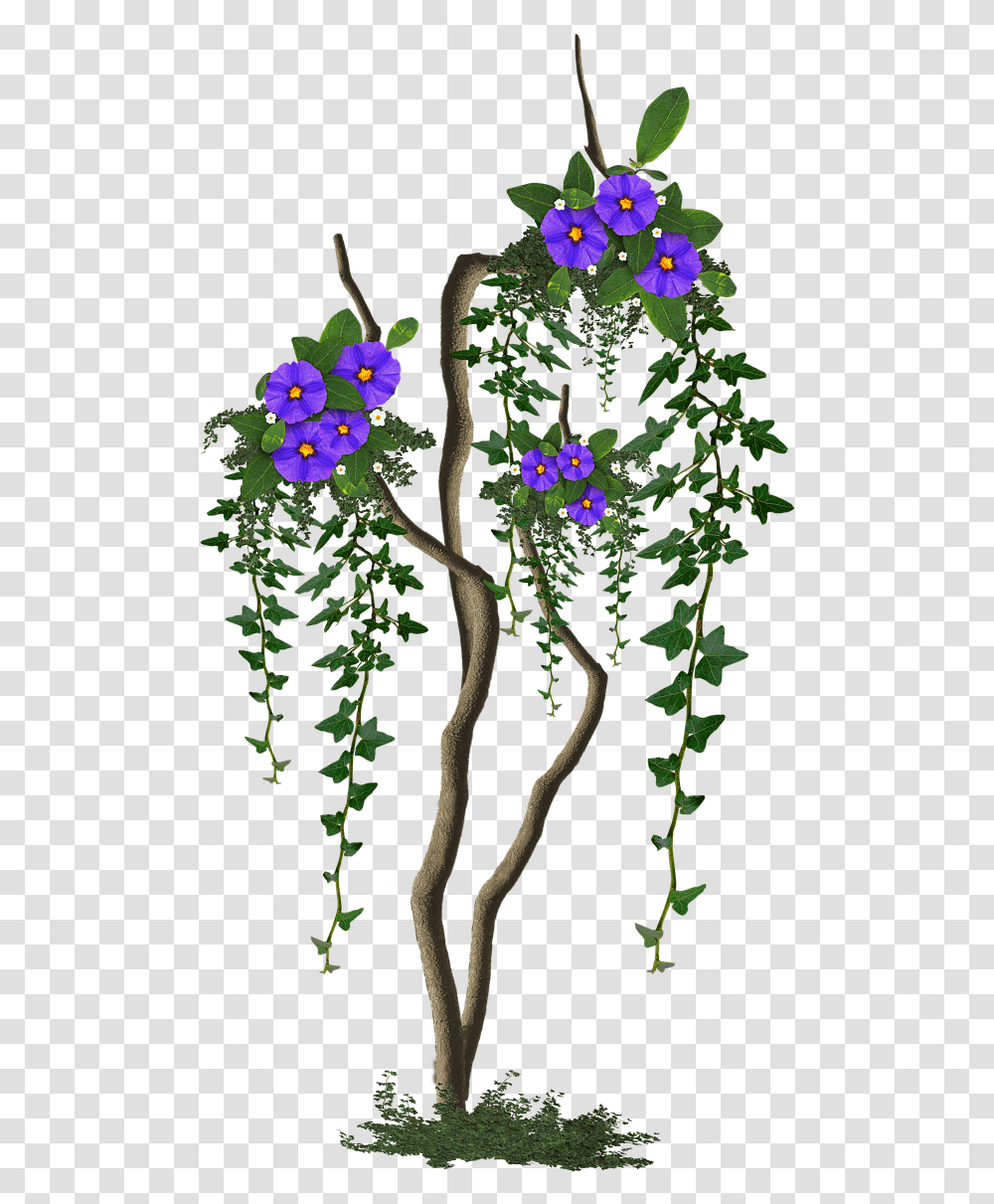Image Cropped Tree With Flowers Tree Rosa Glauca, Pattern, Floral Design Transparent Png