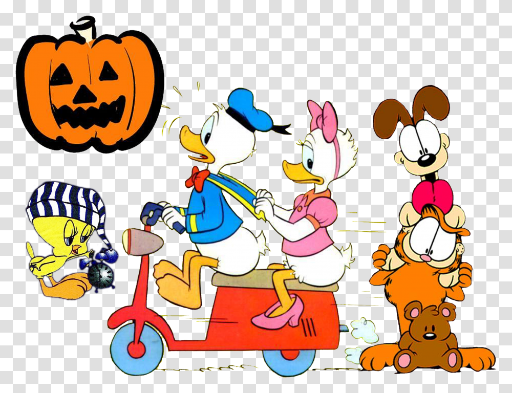 Image Donald Duck Daisy Minnie Mouse Huey Duck On A Scooter Transparent Png