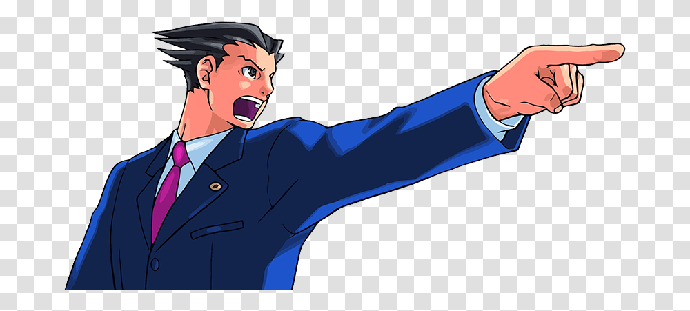 Image For Founder Ampamp Phoenix Wright Objection Pose, Tie, Person, Arm, Helmet Transparent Png