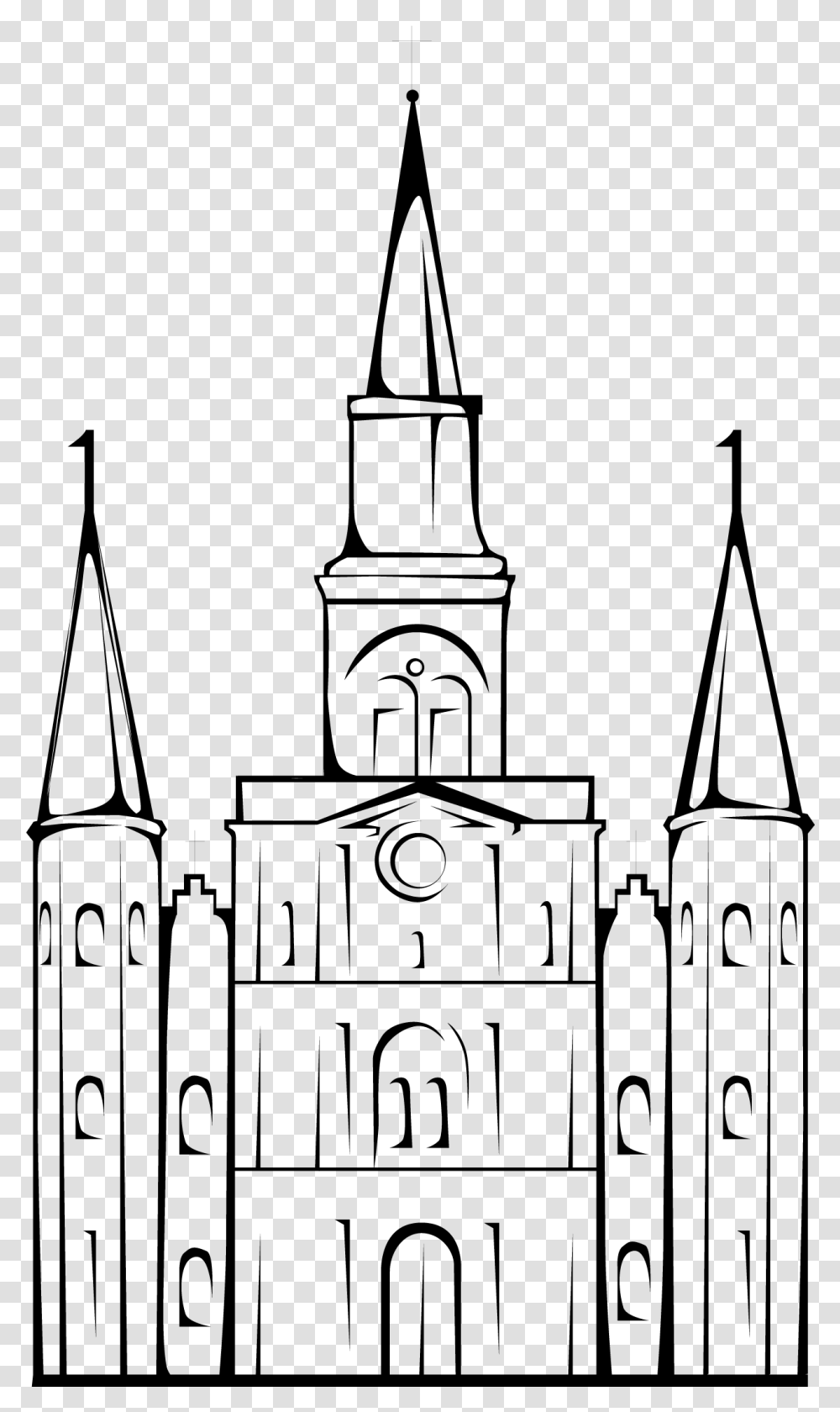 Image Free Library Cathedral Drawing Outline St Louis Cathedral Black And White Drawing, Gray, World Of Warcraft Transparent Png