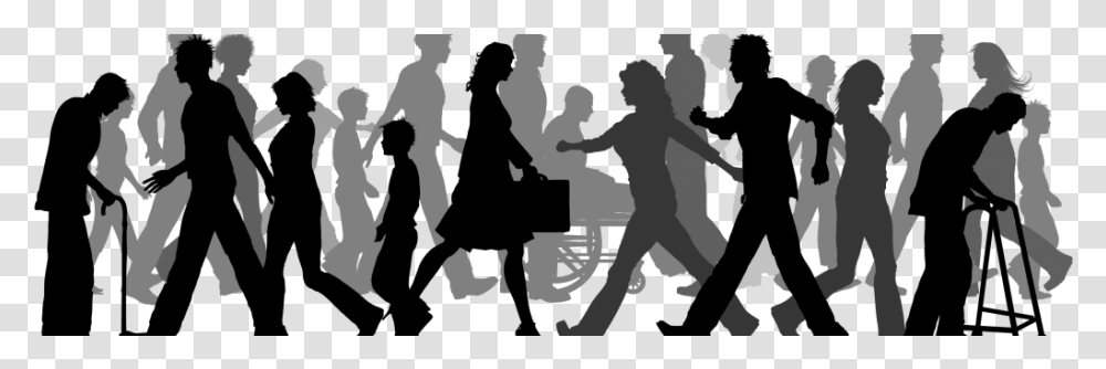 Image Group Of People Walking, Person, Silhouette, Stencil, Crowd Transparent Png