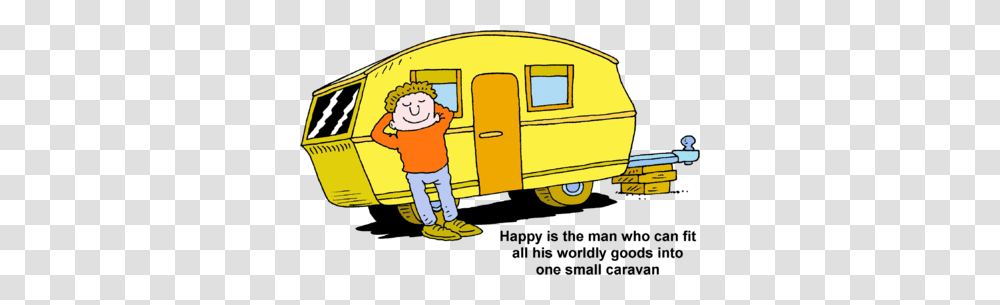 Image Happy Is The Man Who Can Fit All His Worldly Goods Into One, Vehicle, Transportation, Caravan, Person Transparent Png