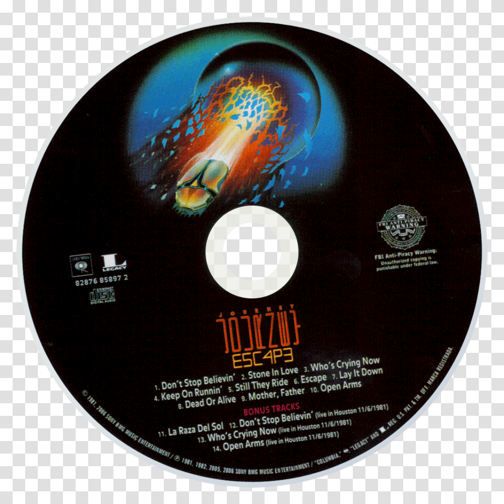 Image Id Journey Escape Album Cover, Disk, Dvd Transparent Png