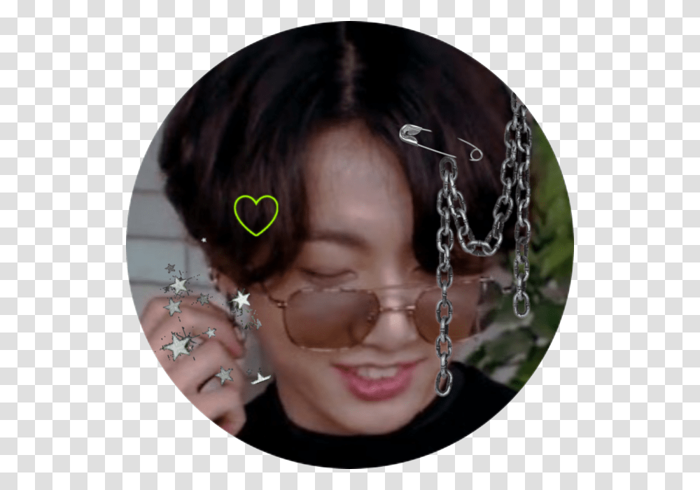 Image Jungkook Long Hair And Sunglasses, Face, Person, Smile, Accessories Transparent Png