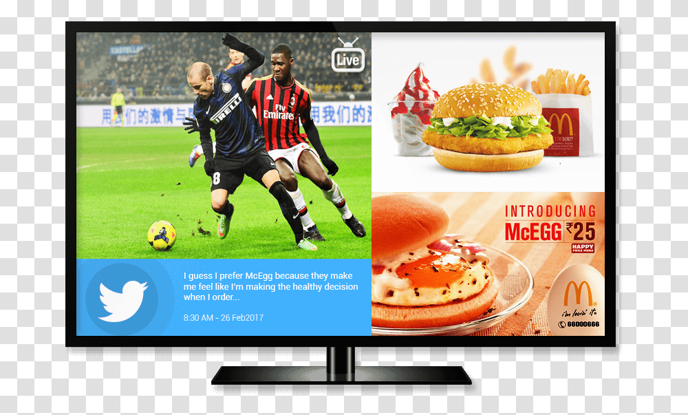 Image Led Backlit Lcd Display, Burger, Food, Person, Soccer Ball Transparent Png