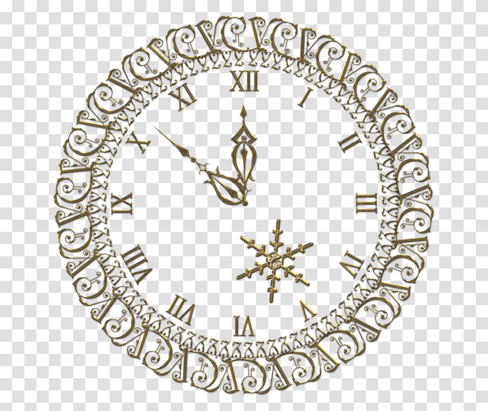 Image Library New Year Gold Clock Clipart New Years Eve Clock, Analog Clock, Rug, Wall Clock Transparent Png