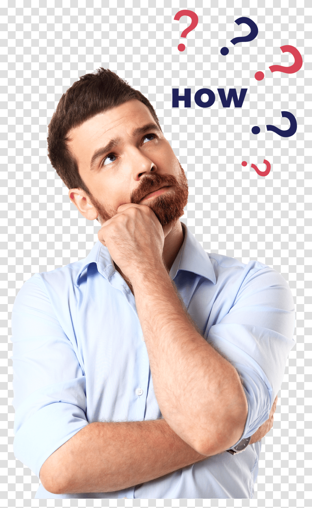 Image Man Thinking, Person, Face, Shirt Transparent Png