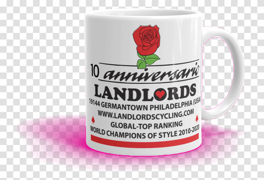 Image Of 10th Anniversary Coffee Cup Glass Handle With Care Labels, Rose, Flower, Plant, Blossom Transparent Png