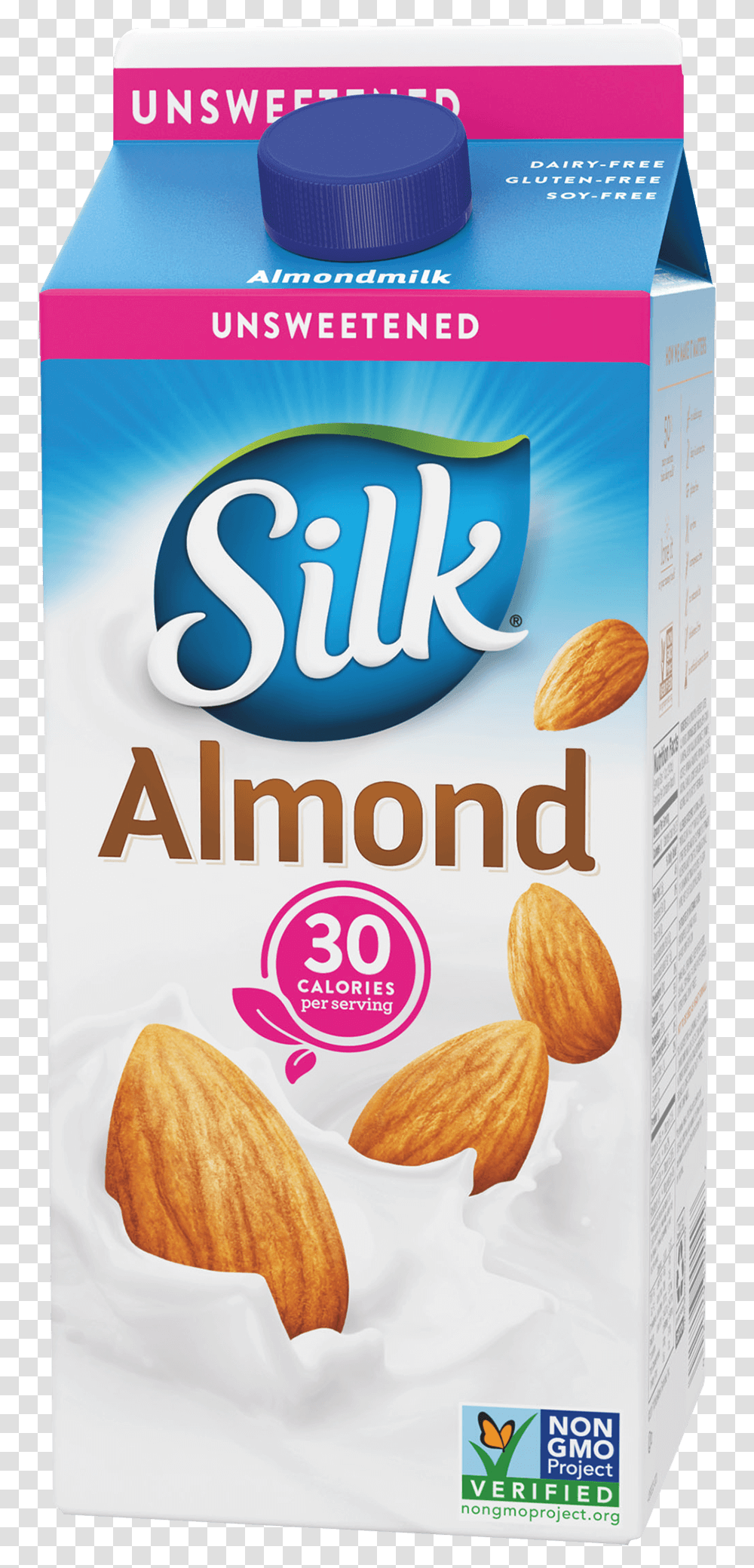 Image Of A Carton Of Silk Brand Soy Silk Almond Milk, Nut, Vegetable, Plant, Food Transparent Png