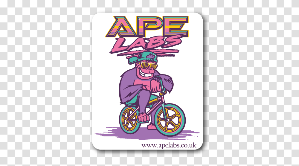 Image Of Apelabs Sticker Cartoon, Person, Bicycle, Vehicle, Transportation Transparent Png