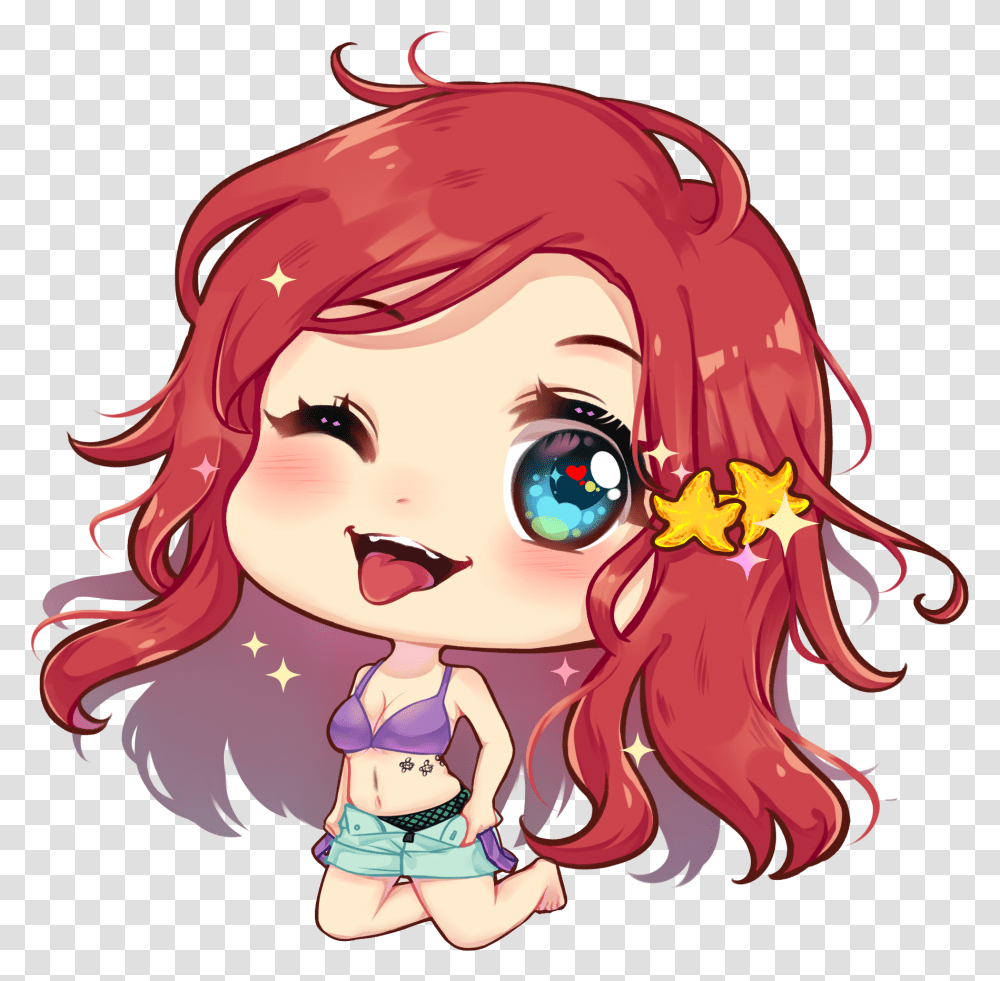 Image Of Ariel Chibi Sticker Cartoon, Doll, Toy, Head Transparent Png