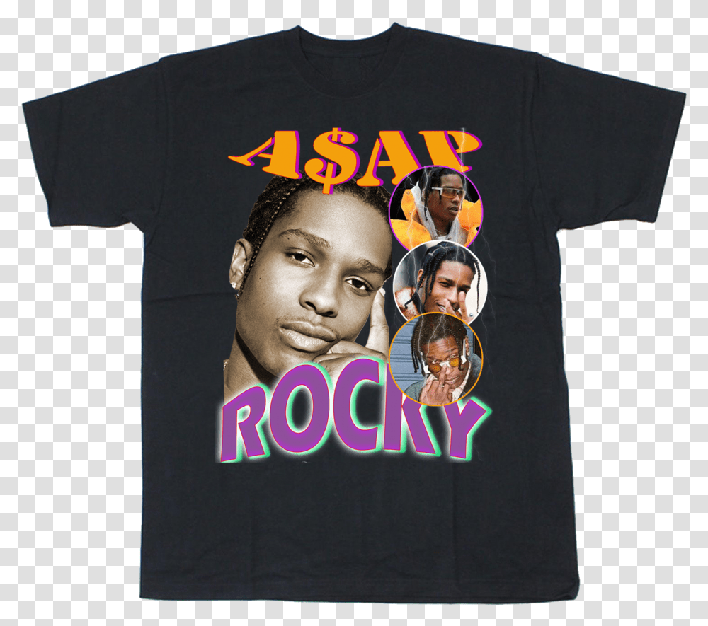 Image Of Asap Rocky Tee Active Shirt, Apparel, T-Shirt, Person Transparent Png