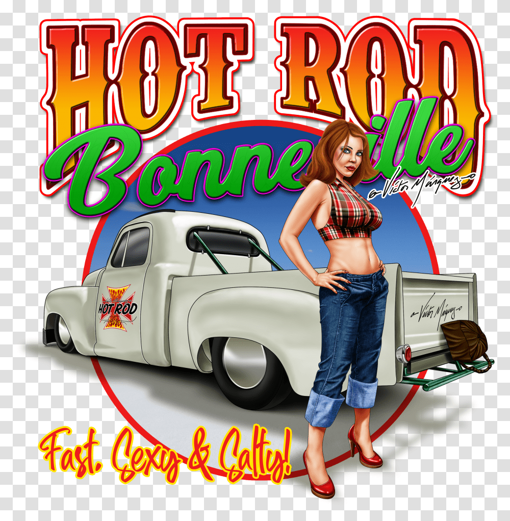 Image Of Bonneville Pickupfast Sexy Amp Salty Cartoon Hot Rods And Pin Up Girls Transparent Png