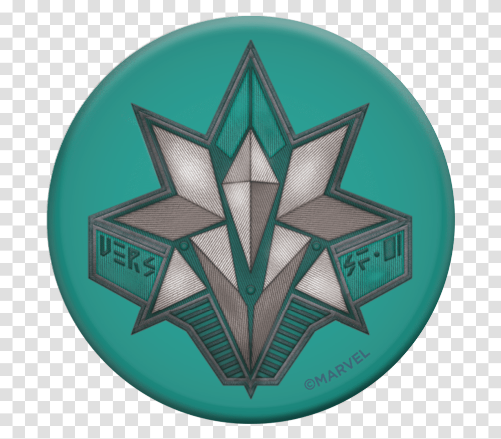 Image Of Captain Marvel Teal Emblem, Star Symbol, Logo, Trademark Transparent Png