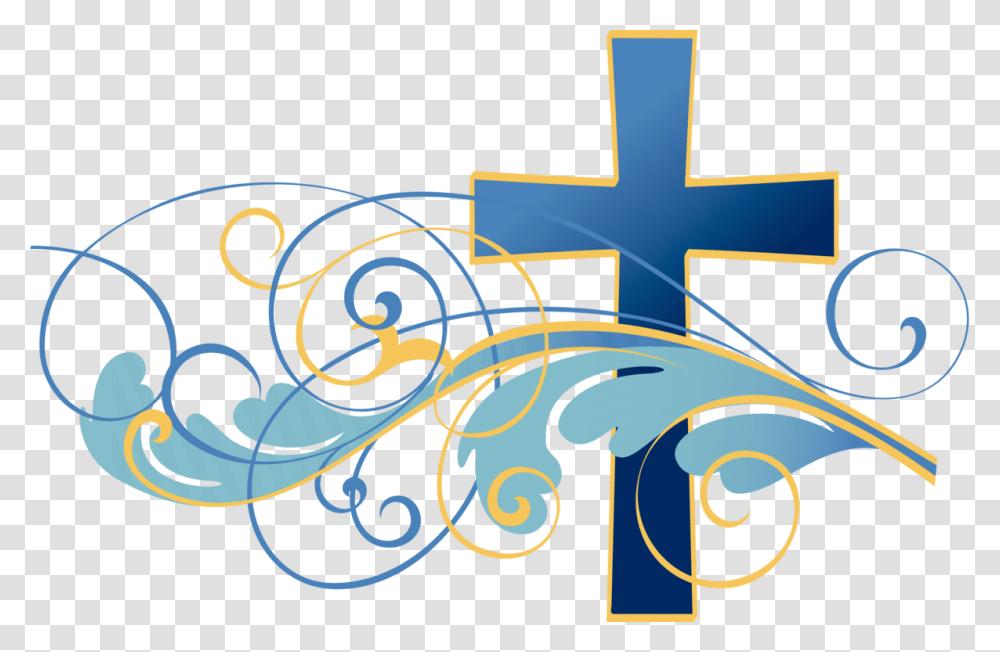 Image Of Christian Cross Clipart Baptism Cross Clip, Floral Design, Pattern Transparent Png