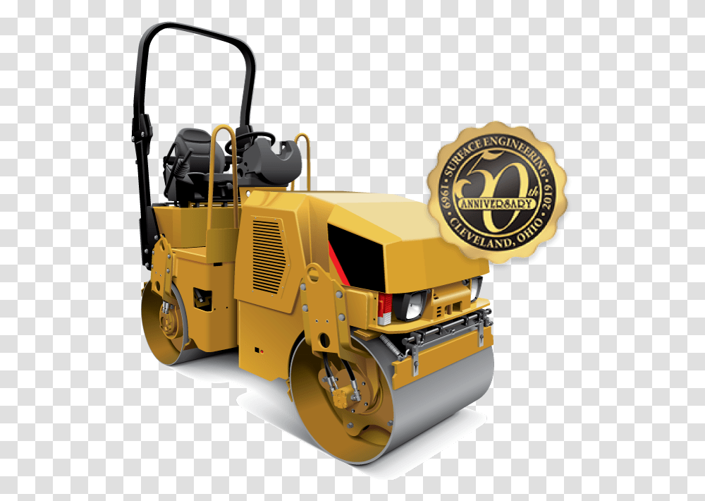 Image Of Compactor Machine With Yellow Color In The, Tractor, Vehicle, Transportation, Bulldozer Transparent Png