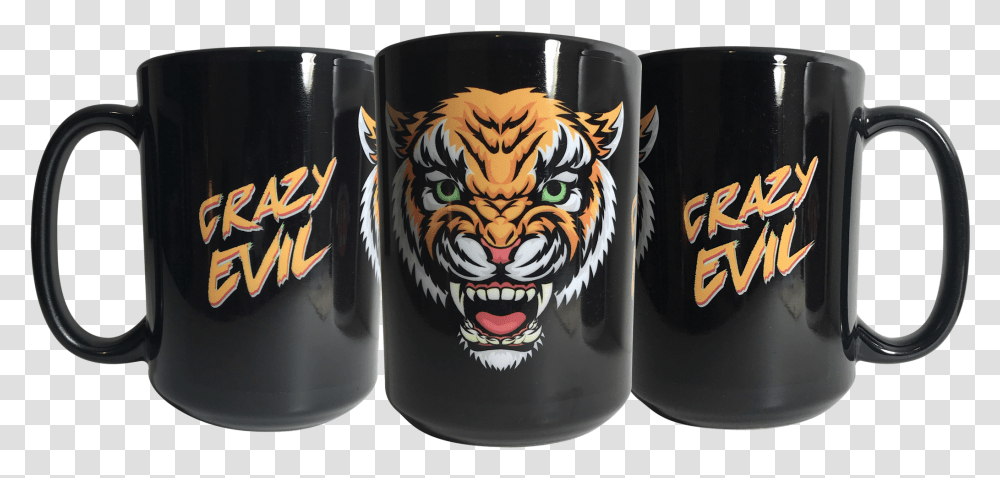 Image Of Crazy Evil Mug 15oz Coffee Cup, Glass, Bottle, Tiger, Wildlife Transparent Png