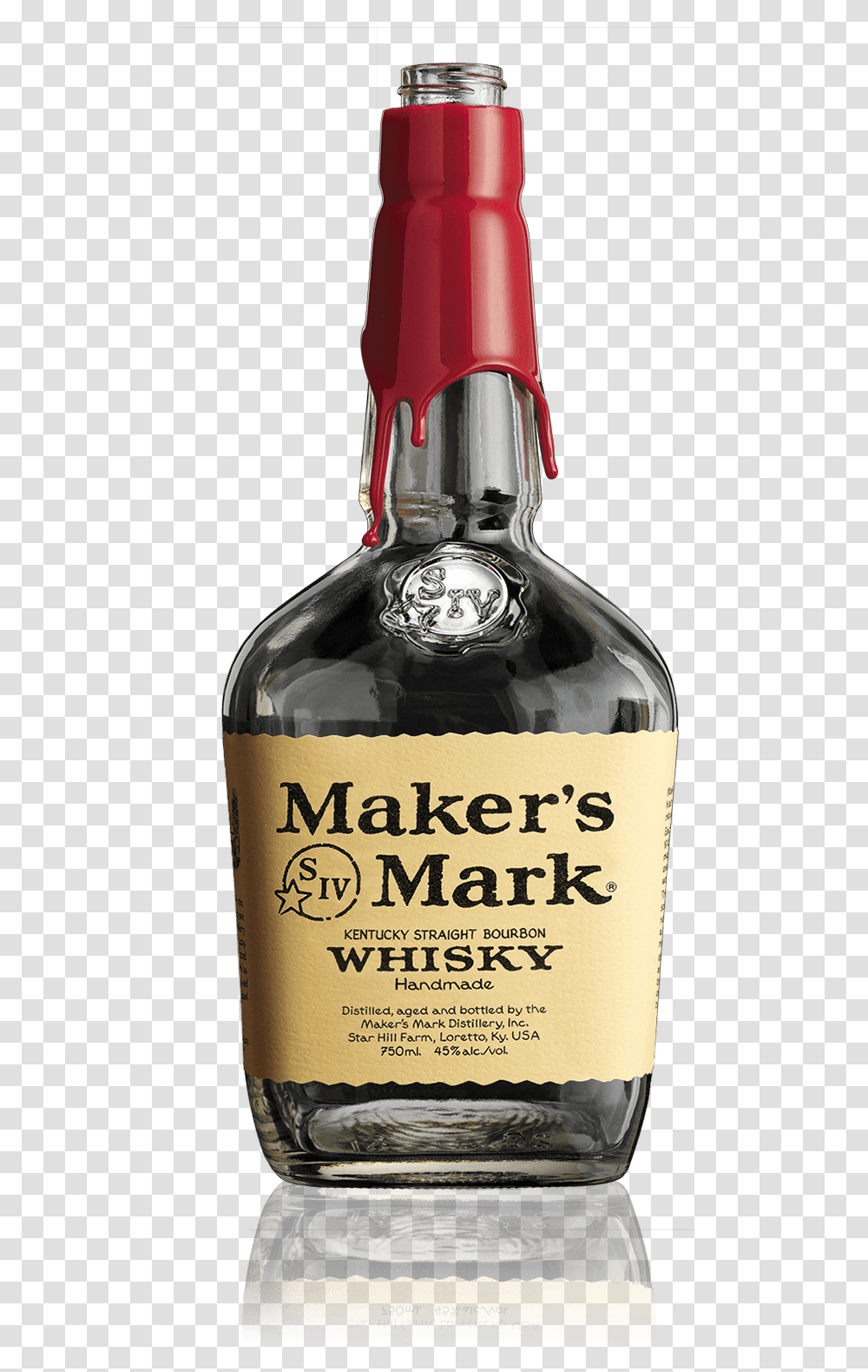 Image Of Empty Maker's Mark Bottle Bourbon Whisky Makers Mark, Liquor, Alcohol, Beverage, Drink Transparent Png