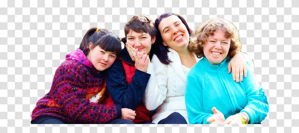 Image Of Four Young Women With A Developmental Disability Group Of Disabled People, Person, Family, Face Transparent Png