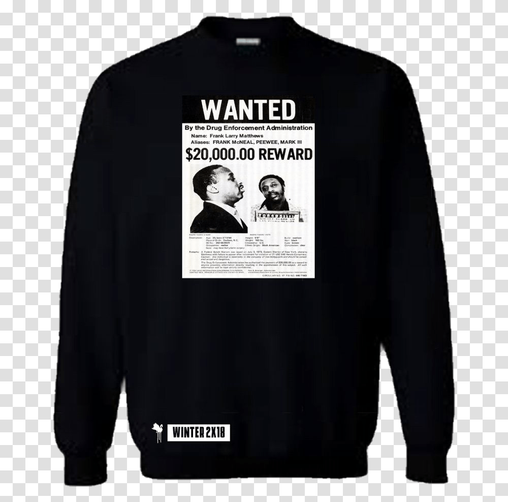 Image Of Frank Mathews Wanted Poster Hoodie, Sleeve, Apparel, Long Sleeve Transparent Png