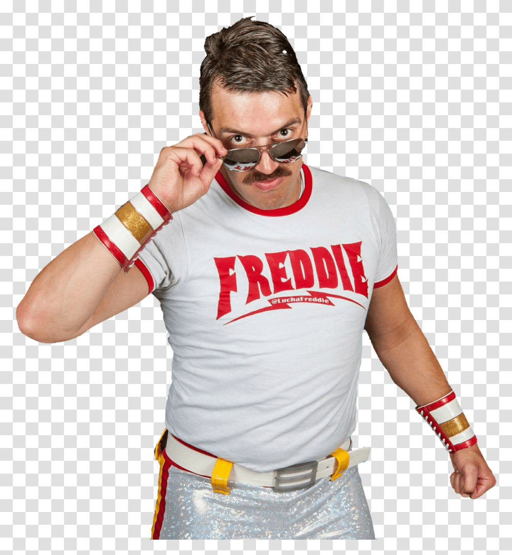 Image Of Freddie Ringer Tee Costume, T-Shirt, Apparel, Person Transparent Png