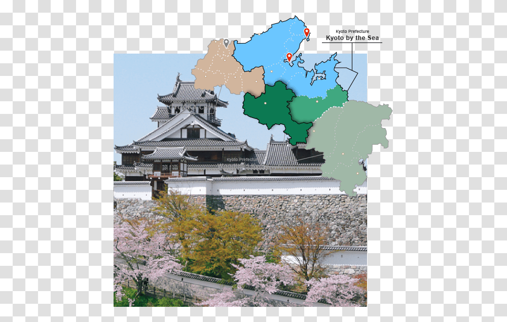 Image Of Fukuchiyama Castle And Map Akechi Mitsuhide Castle, Building, Outdoors, Architecture, Plant Transparent Png