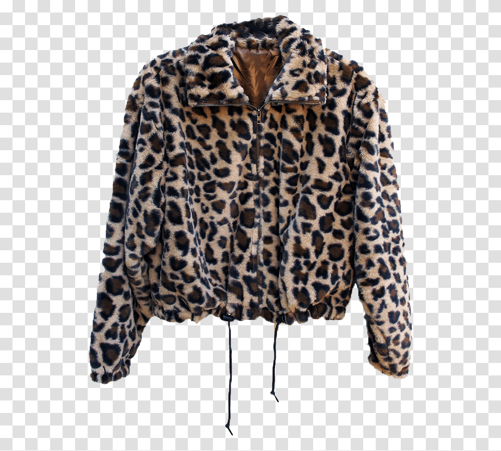 Image Of Furry Leopard Print Bomber Fur Clothing, Apparel, Coat, Jacket, Panther Transparent Png