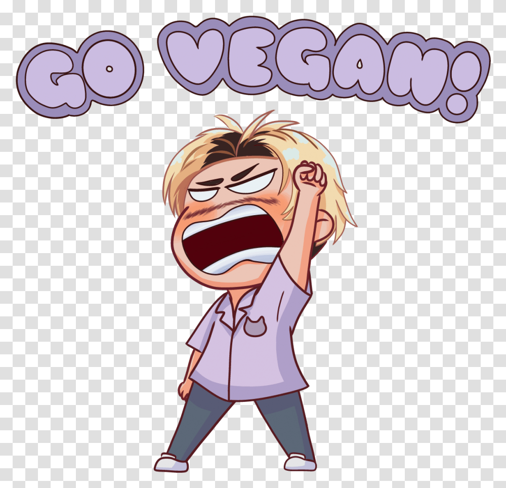 Image Of Go Vegan Unisex Long Sleeve, Comics, Book, Manga, Person Transparent Png