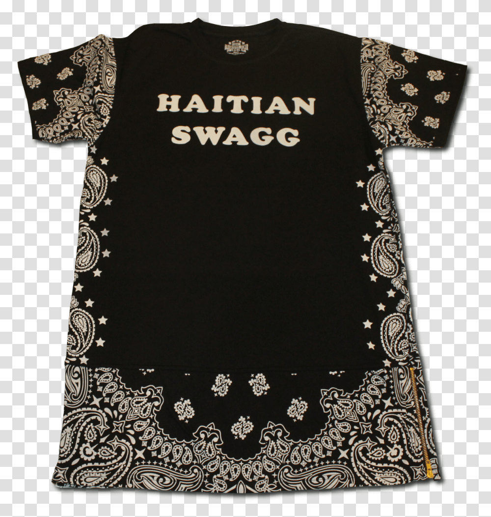 Image Of Haitian Swagg Black Bandana Print Extended Motif, Apparel, Shirt, T-Shirt Transparent Png
