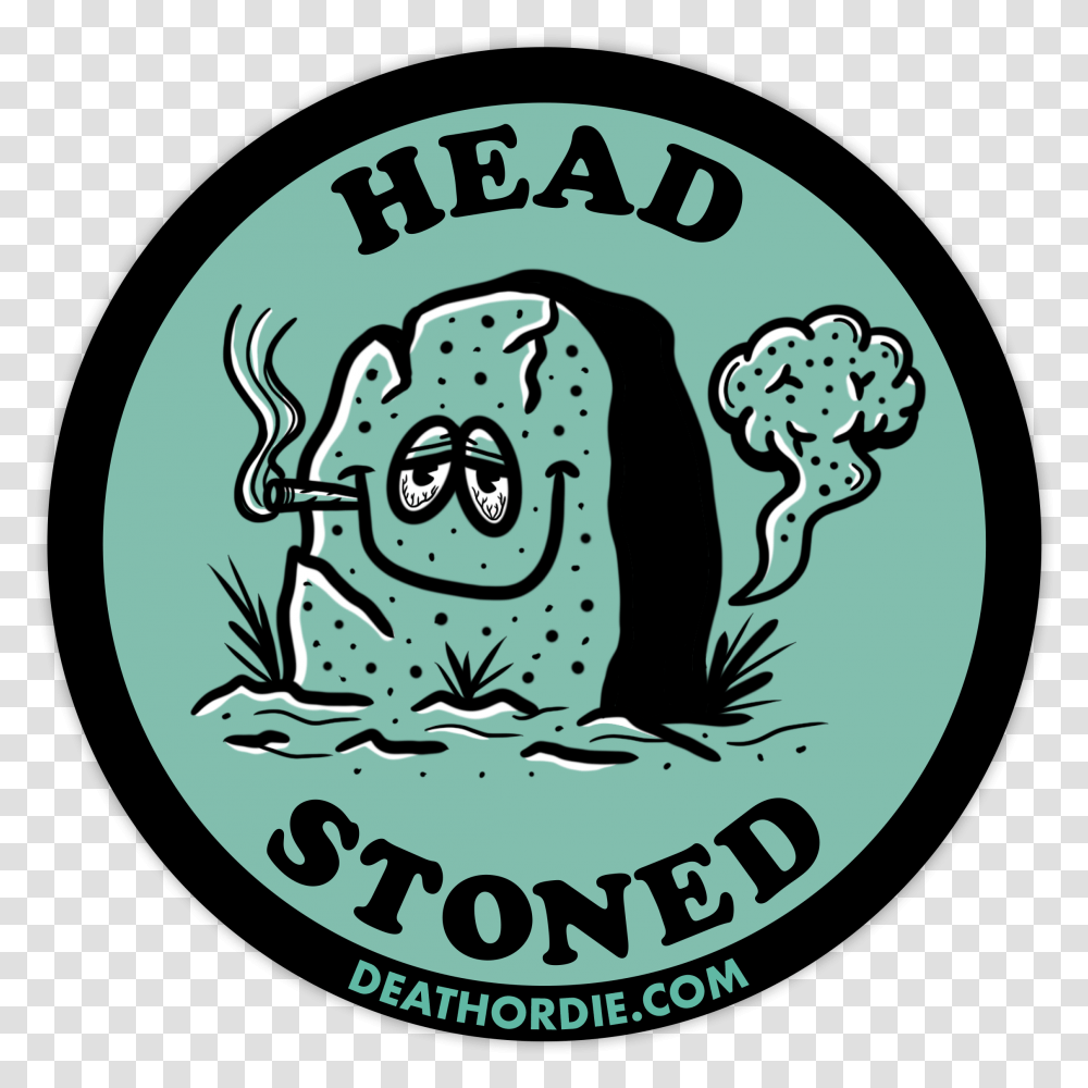 Image Of Head Stoned Sticker Illustration, Label, Logo Transparent Png