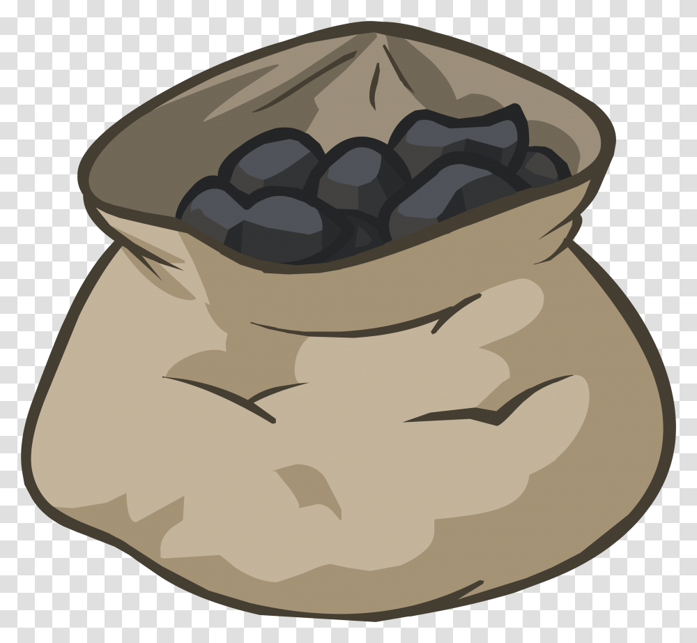 Image Of Icon Club Penguin Wiki Sack Of Coal Cartoon, Bowl, Helmet, Clothing, Apparel Transparent Png