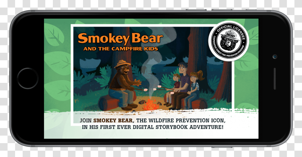 Image Of Iphone With Smokey Bear Game On Screen Smartphone, Person, Electronics, Monitor, Advertisement Transparent Png