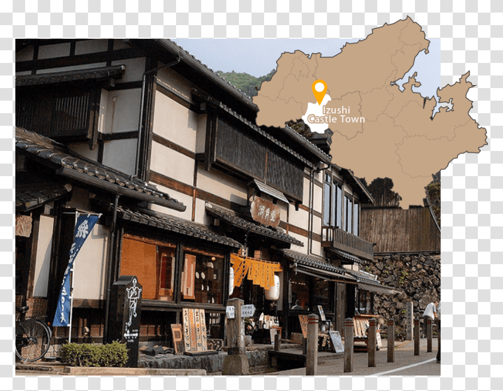 Image Of Izushi Castle Town And Map House, Bicycle, Person, Road, Path Transparent Png