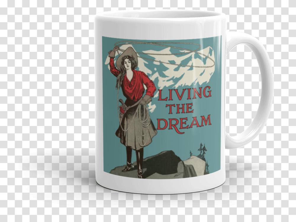 Image Of Living The Dream Lasso Girl Ceramic Mug, Coffee Cup, Person, Human, Soil Transparent Png
