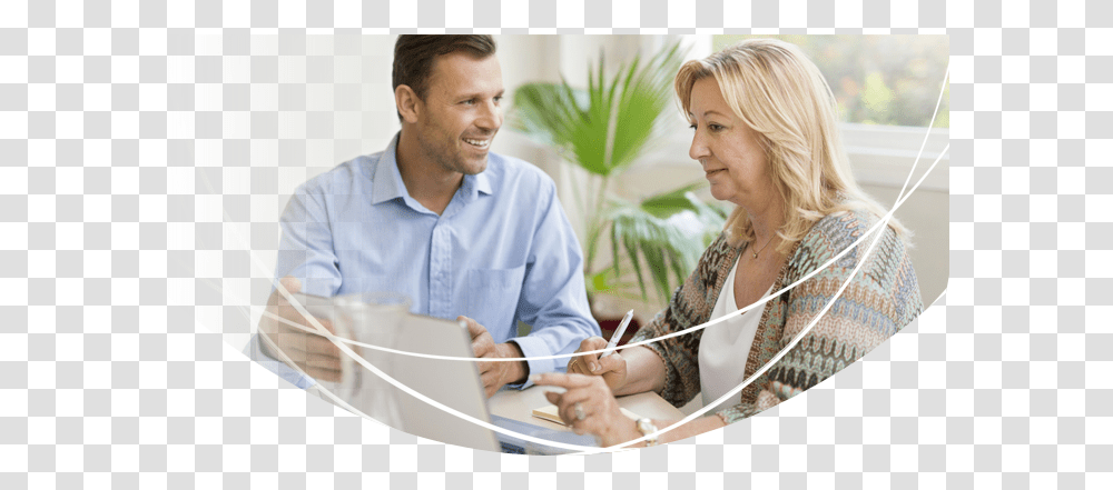 Image Of Man And Woman In Business Attire Conversation, Person, Dating, Sitting, Interview Transparent Png