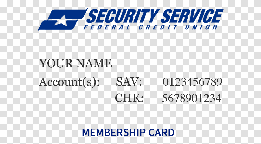 Image Of Membership Card Showing Account Numbers Security Service Federal Credit Union, Paper, Alphabet, Credit Card Transparent Png