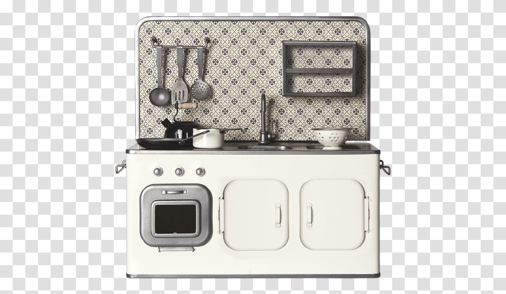 Image Of Metal Kitchen With Utensils Pots And Pans Maileg Kitchen Uk, Oven, Appliance, Indoors, Room Transparent Png