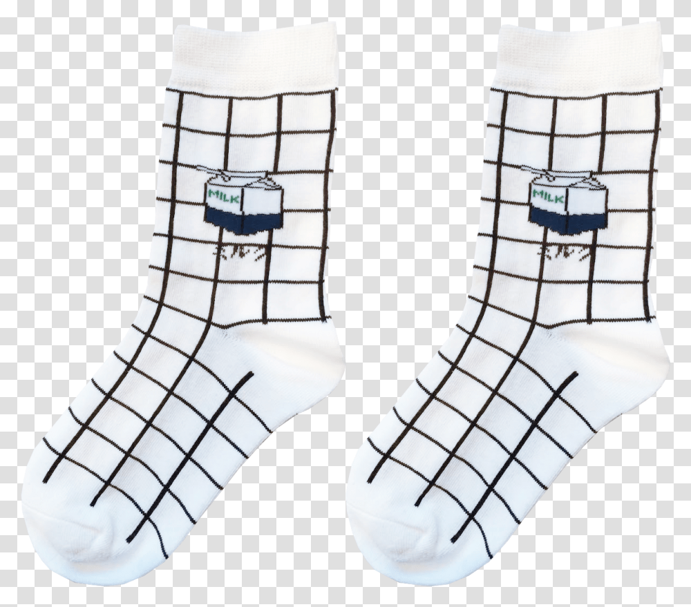 Image Of Milk Grid Socks Aesthetic Socks, Apparel, Footwear, Shoe Transparent Png