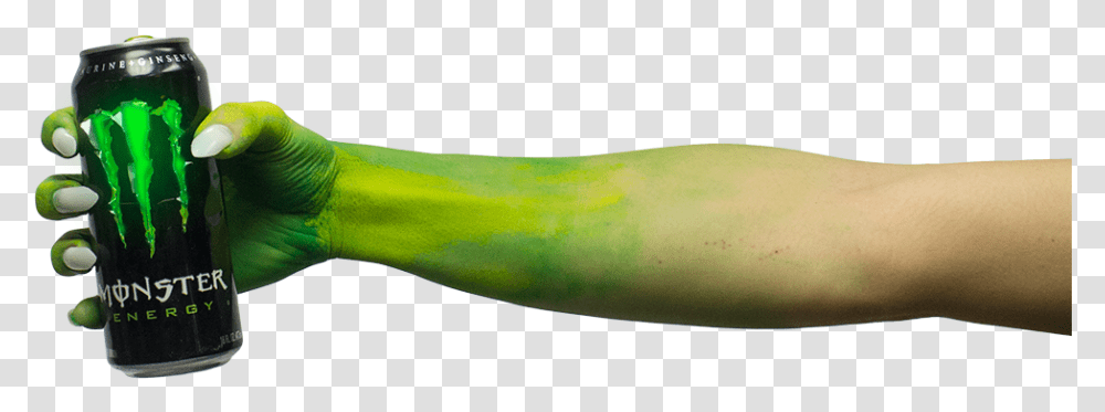 Image Of Monster Arm Holding A Can Of Monster Energy Zucchini, Plant, Food, Vegetable, Beer Transparent Png