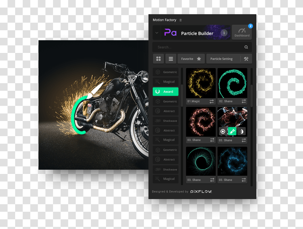 Image Of Motion Factory Particle Builder After Effects, Wheel, Machine, Mobile Phone, Motorcycle Transparent Png