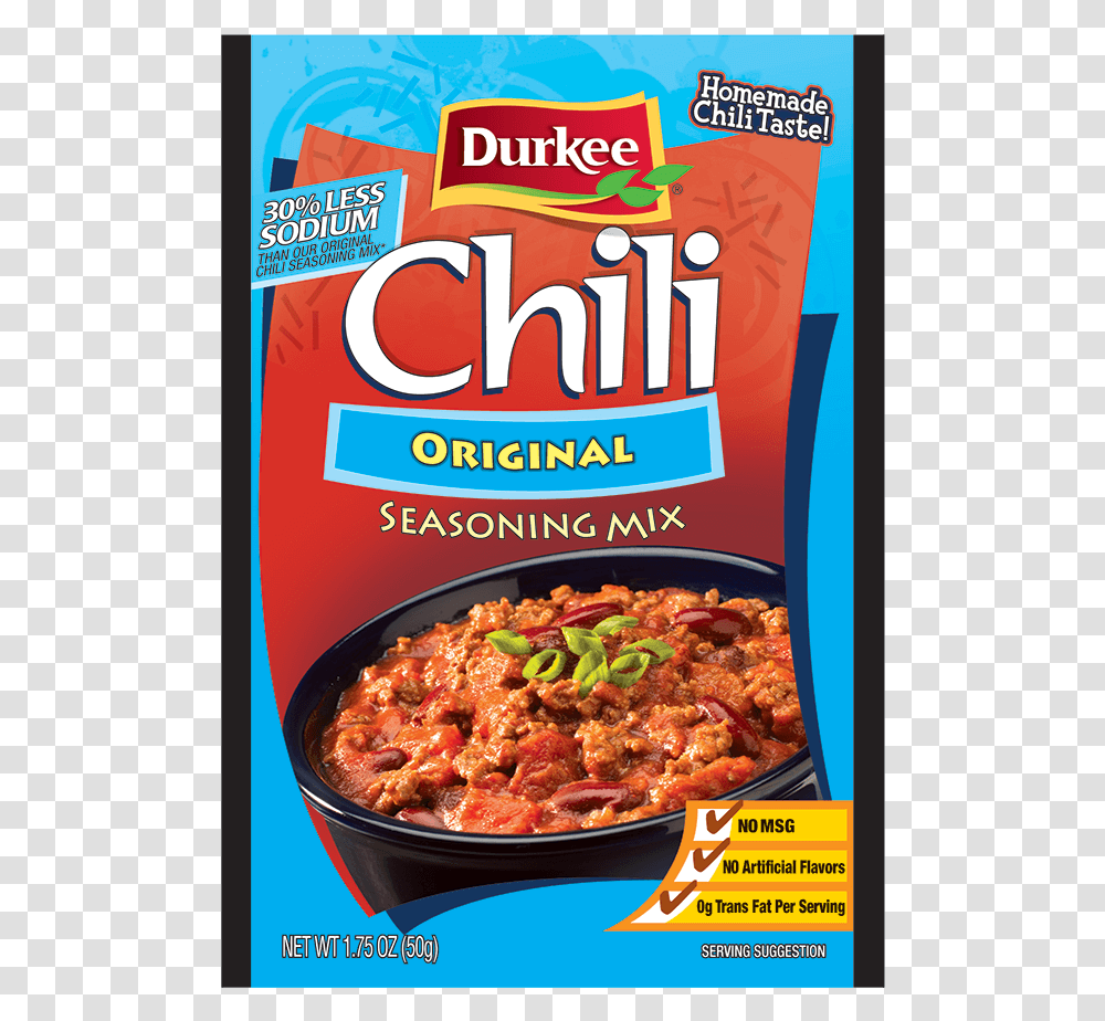 Image Of Original Reduced Sodium Chili Durkee Chili Seasoning, Food, Pizza, Aluminium, Meal Transparent Png