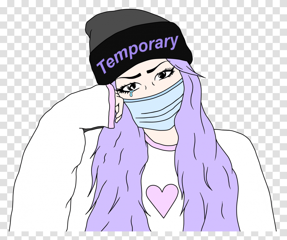 Image Of Pastel Goth Peeker Cartoon, Apparel, Scarf, Person Transparent Png