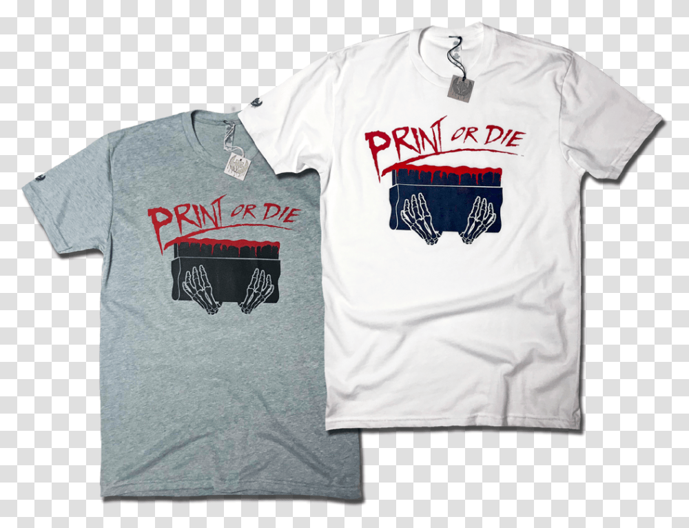 Image Of Print Or Die Limited Edition Tee Polo Shirt, Apparel, Sleeve, T-Shirt Transparent Png
