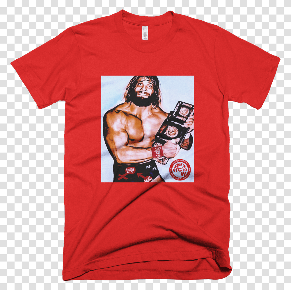 Image Of Randy Savage Doing The Thing Macho Man Randy Savage With Championship Belt, Apparel, T-Shirt, Person Transparent Png