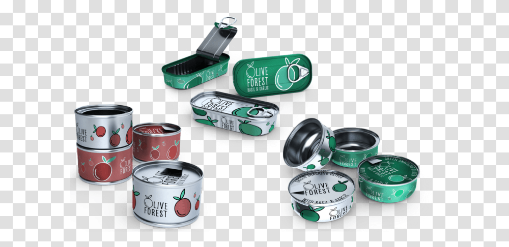 Image Of Red And Green Food Tins Box, Aluminium, Can, Paint Container, Bowl Transparent Png