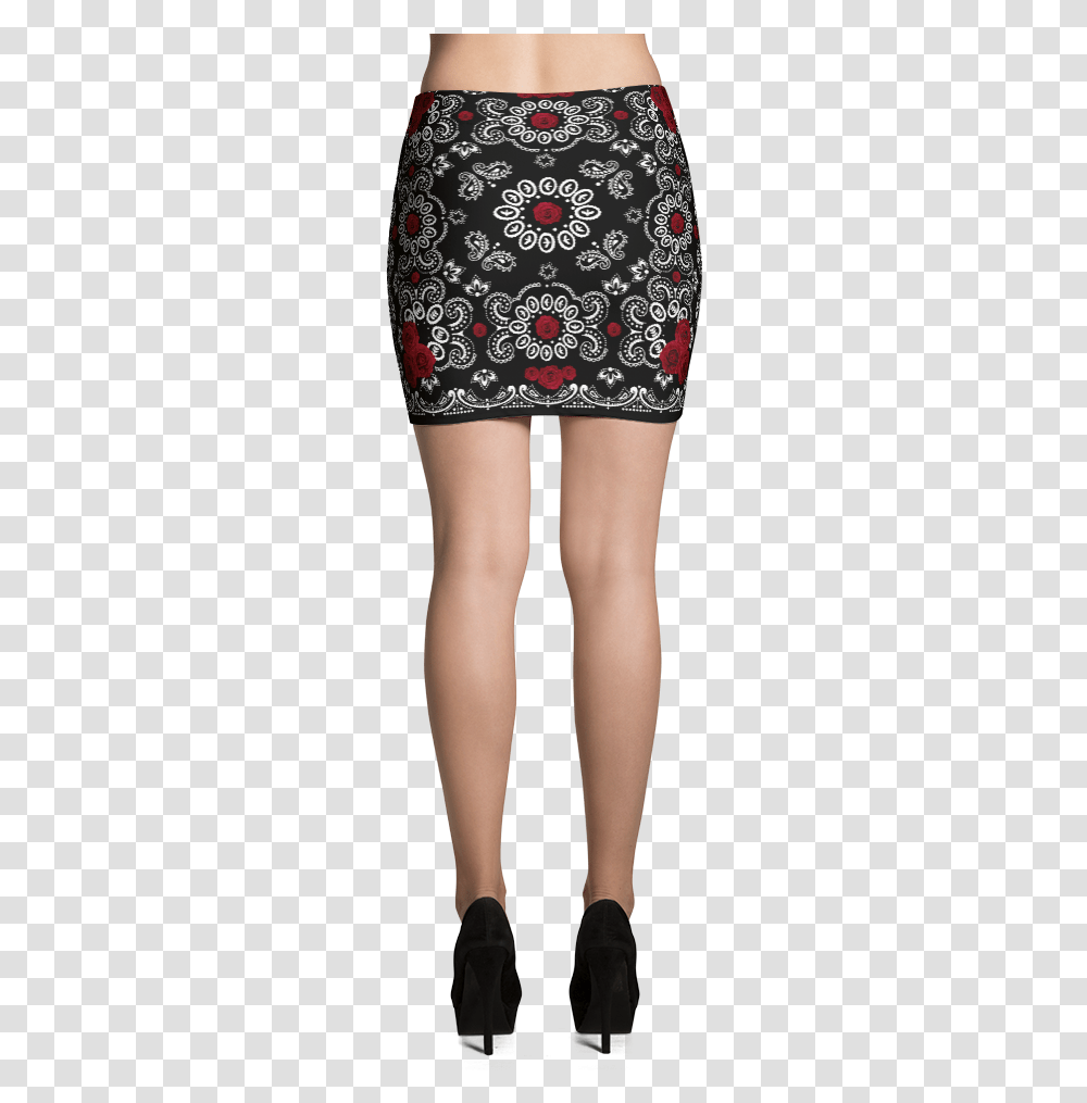 Image Of Rose Paisley Print Mini Skirt Black And White Diamond Plaid Skirt, Shorts, Person, Thigh Transparent Png