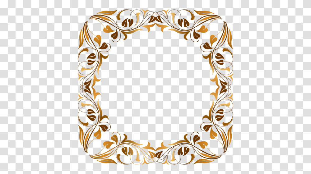 Image Of Round Floral Frame, Wreath, Gold, Oval Transparent Png