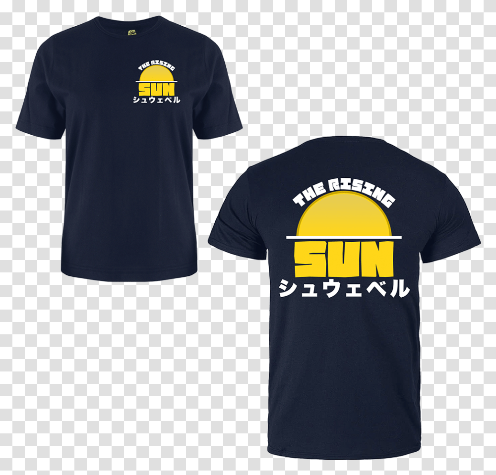 Image Of Schwerbel Rising Sun Active Shirt, Apparel, T-Shirt, Person Transparent Png