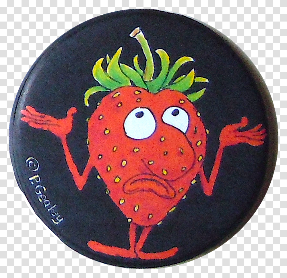 Image Of Shrugging Strawberry Magnet Or Pin Illustration, Logo, Trademark, Badge Transparent Png